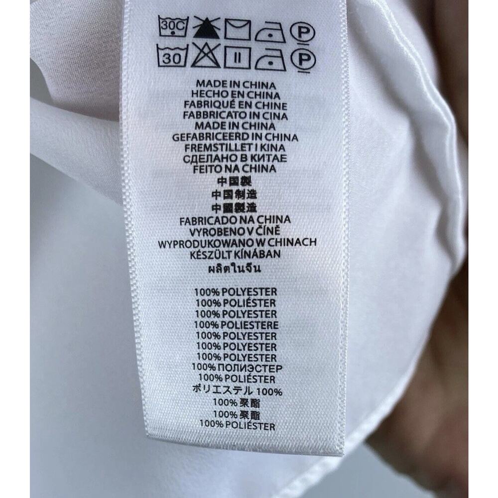 NWT Michael Michael Kors Sz XL Sheer Pleated White SS Logo Office Career Blouse - Picture 5 of 7